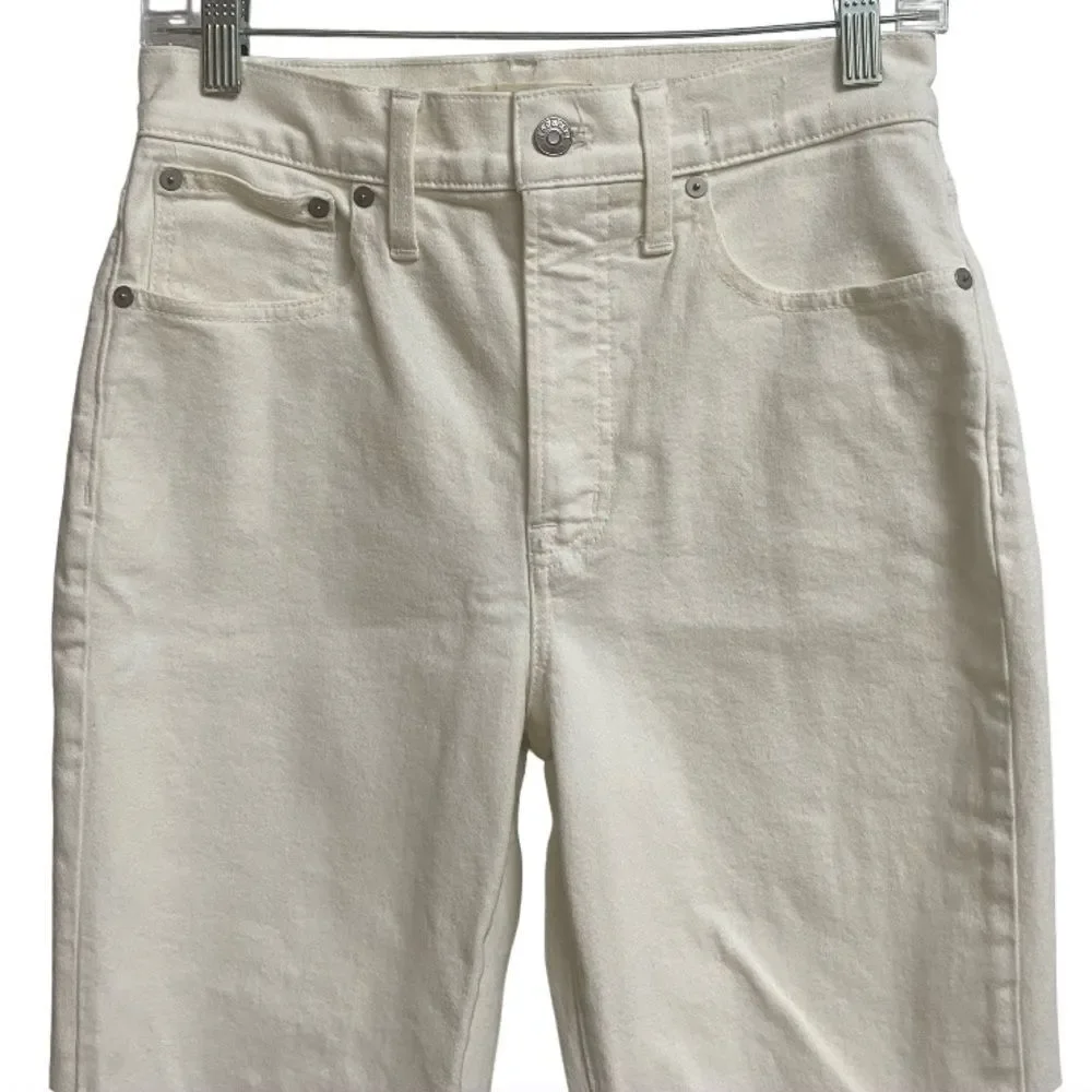 Madewell The Perfect Vintage Crop Jeans Women's 26 Off-White Knee-Rip Edition - Picture 4 of 16